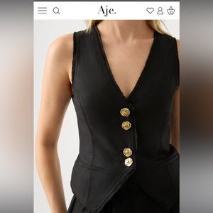 Aje. Black Primrose Tailored Vest Top